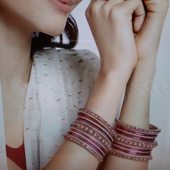 Assorted Pink and Silver Indian Bangles - Picture 6 of 6